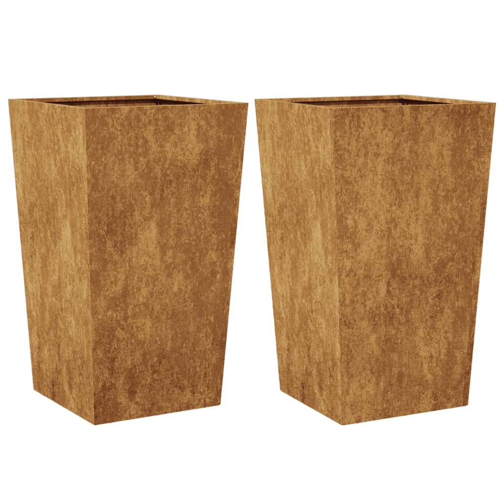 vidaXL Vaso/floreira de jardim 2 pcs 45x45x75 cm aço corten