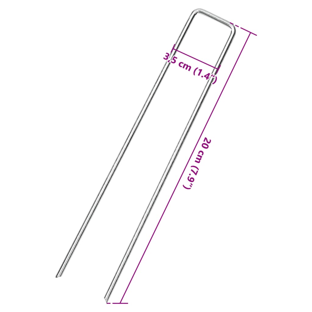 vidaXL Estacas de chão em forma de U 25 pcs 20x3,5 cm aço galvanizado