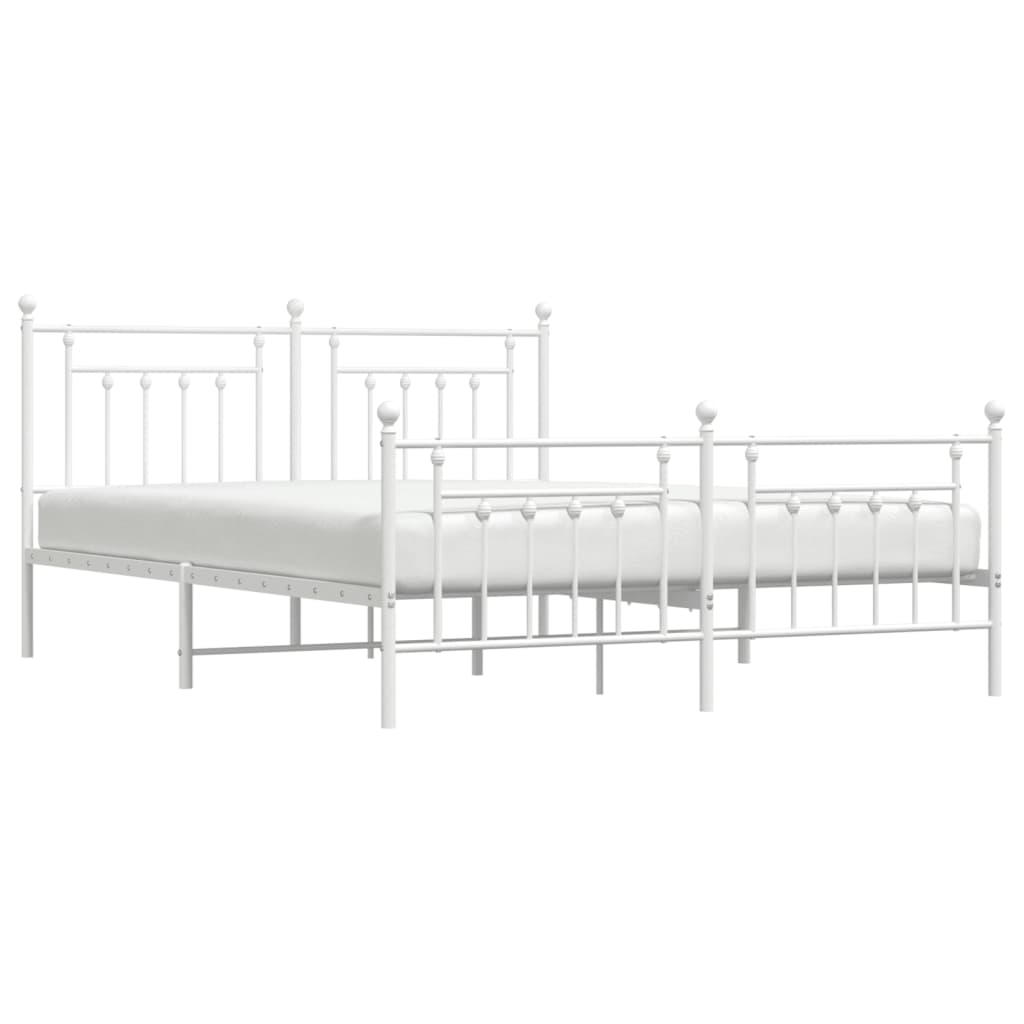 vidaXL Estrutura de cama com cabeceira e pés 160x200 cm metal branco