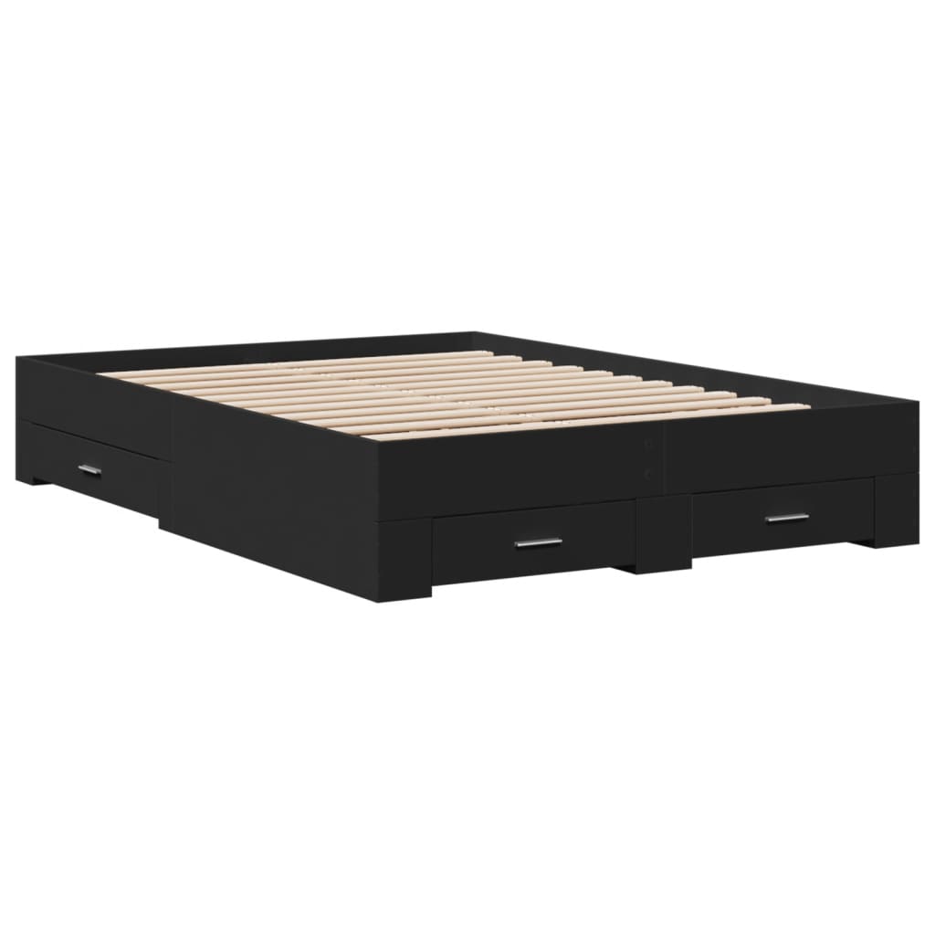 vidaXL Estrutura de cama c/ gavetas 135x190 cm derivados madeira preto