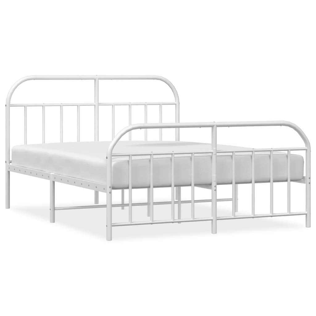 vidaXL Estrutura de cama com cabeceira e pés 135x190 cm metal branco