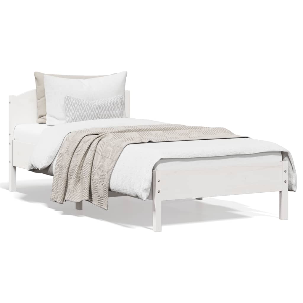 vidaXL Cama sem colchão 90x200 cm madeira de pinho maciça branco