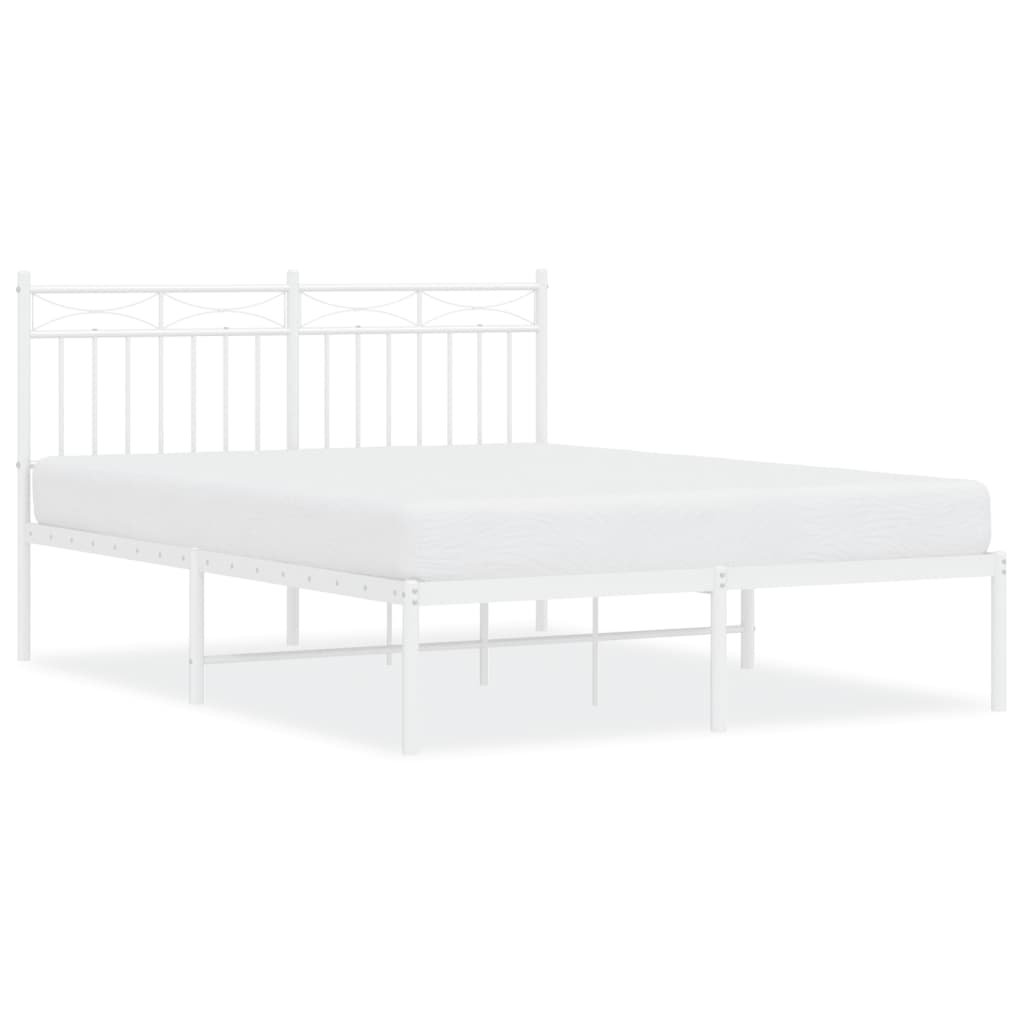 vidaXL Estrutura de cama com cabeceira 135x190 cm metal branco