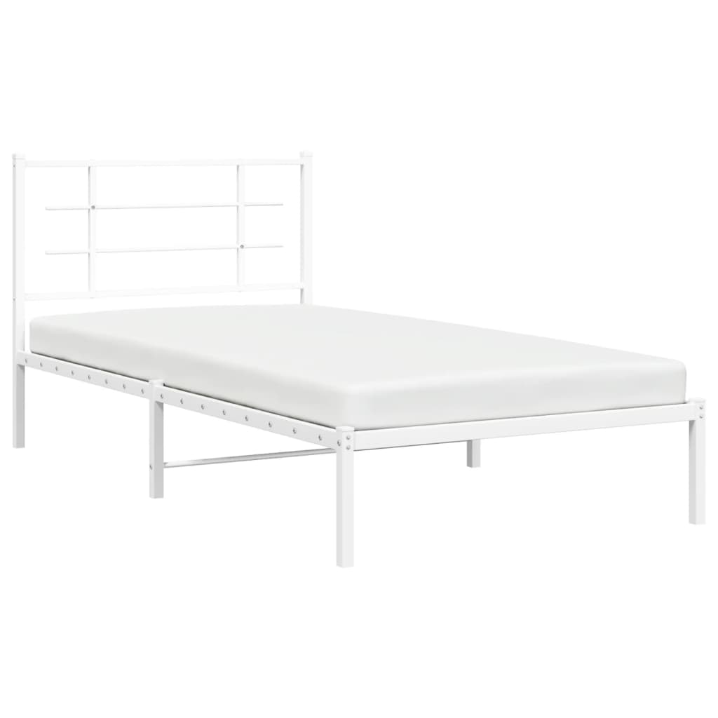 vidaXL Estrutura de cama com cabeceira 100x200 cm metal branco