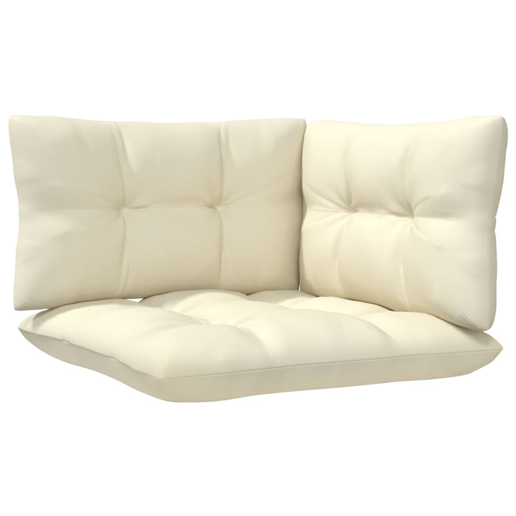 vidaXL 7 pcs conjunto lounge jardim c/ almofadões cor creme pinho