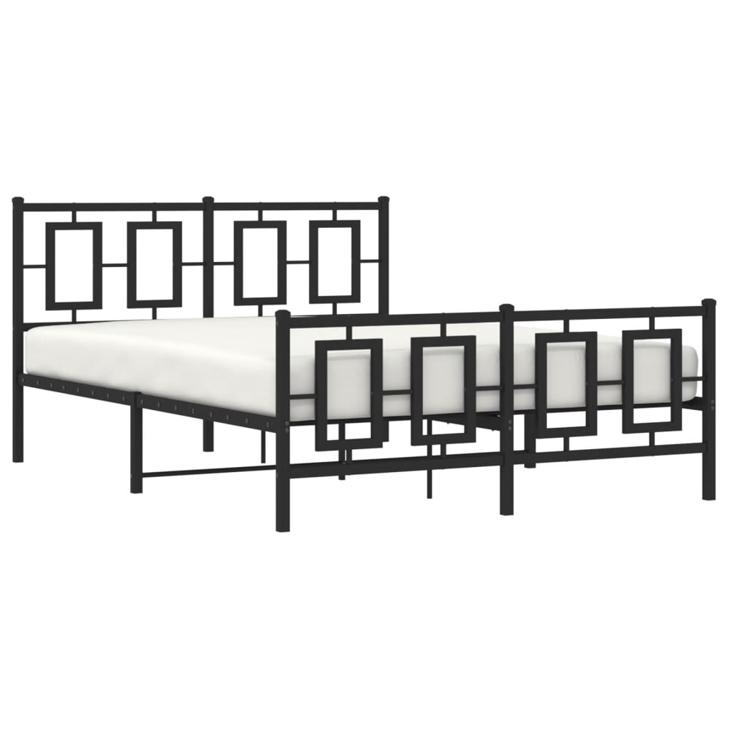 vidaXL Estrutura de cama com cabeceira e pés 135x190 cm metal preto