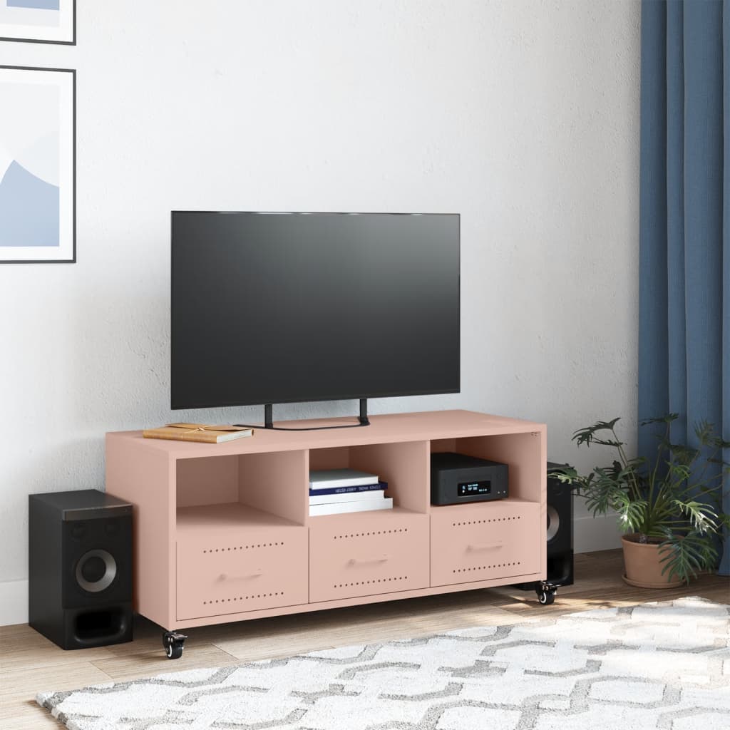 vidaXL Móvel de TV 100,5x39x43,5 cm aço rosa