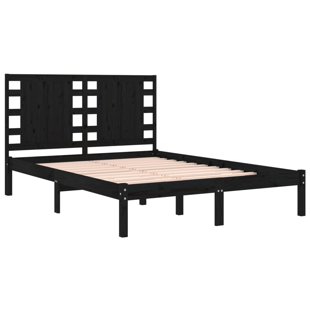 vidaXL Estrutura de cama 200x200 cm pinho maciço preto