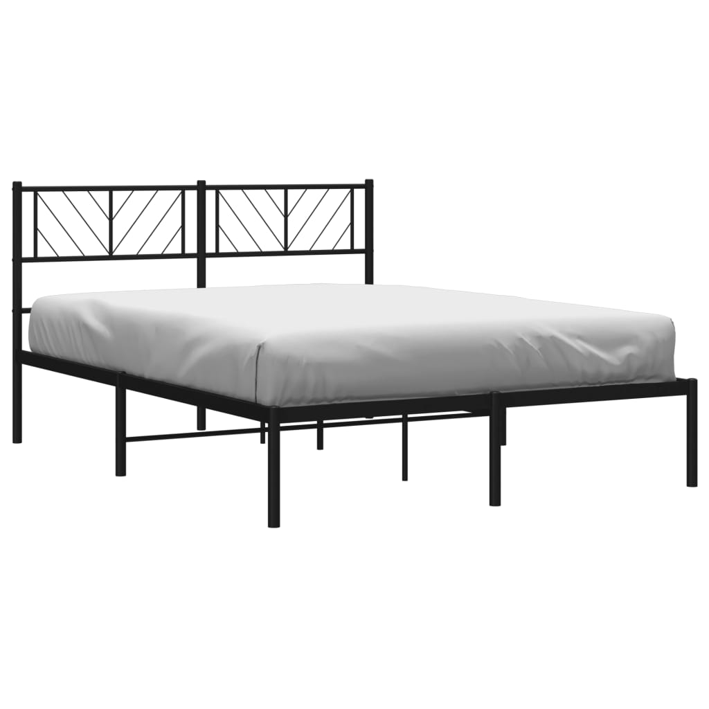 vidaXL Estrutura de cama em metal com cabeceira 150x200 cm preto