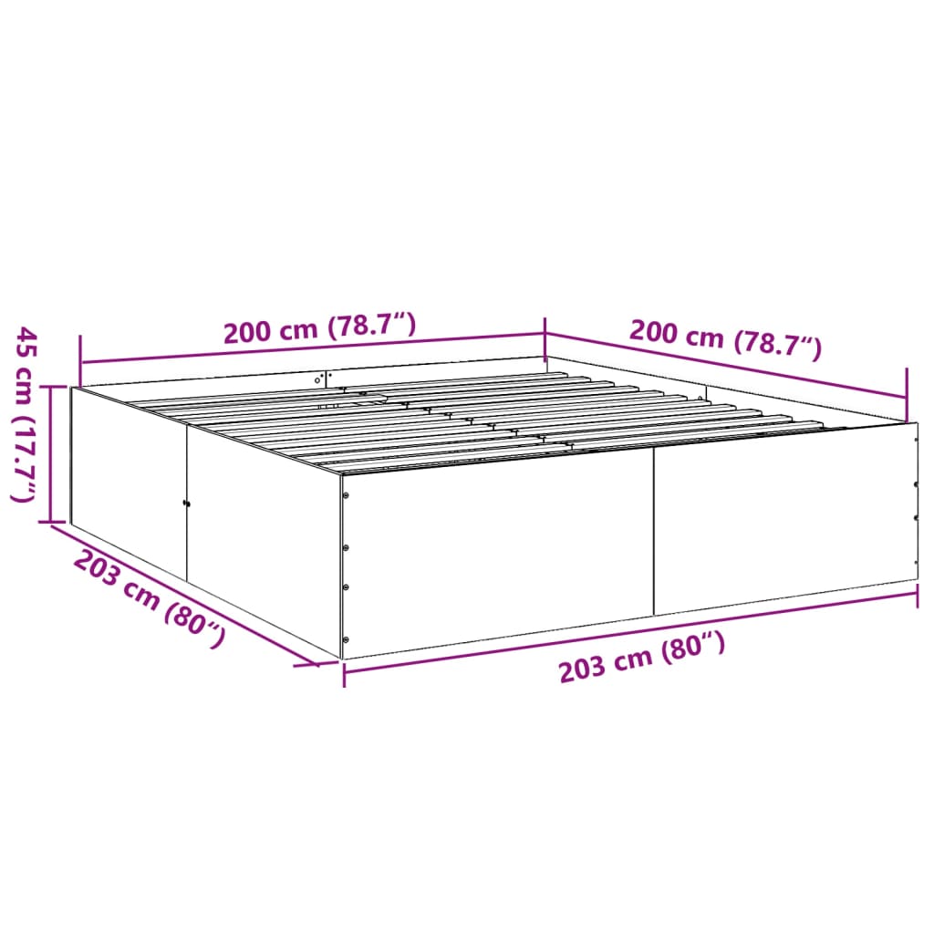 vidaXL Estrutura de cama 200x200 cm derivados madeira carvalho sonoma