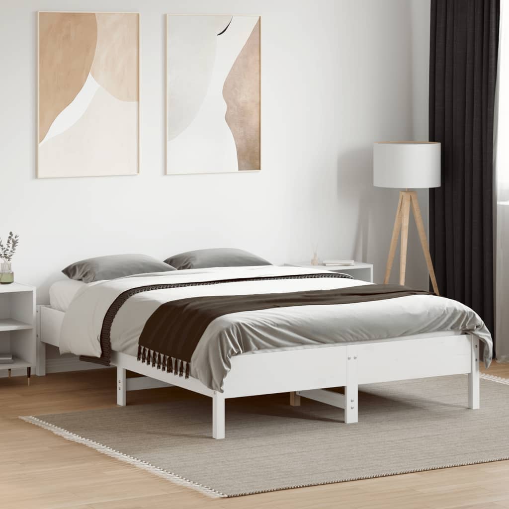 vidaXL Cama sem colchão 120x190 cm madeira de pinho maciça branco