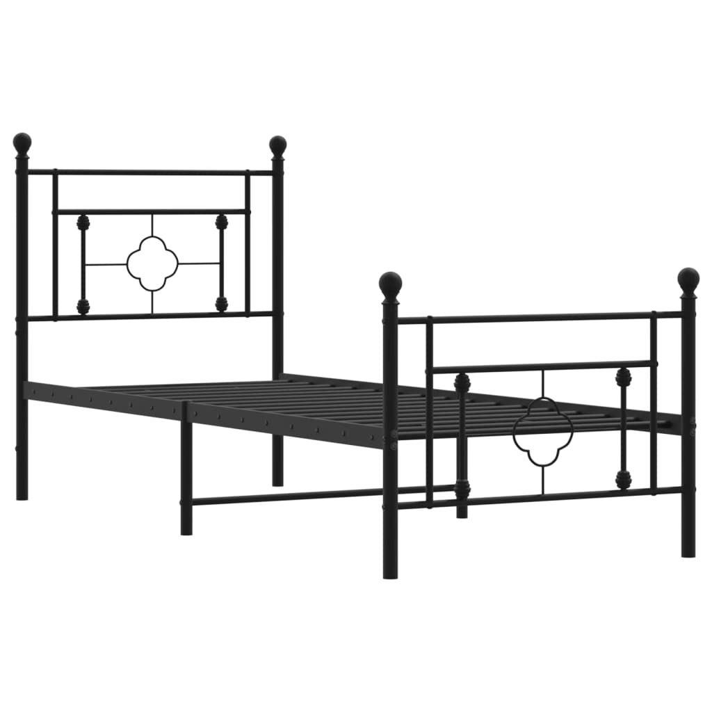 vidaXL Estrutura de cama com cabeceira e pés 80x200 cm metal preto