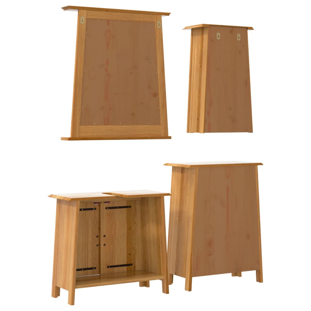 vidaXL 4 pcs conjunto móveis p/ casa de banho madeira de pinho maciça