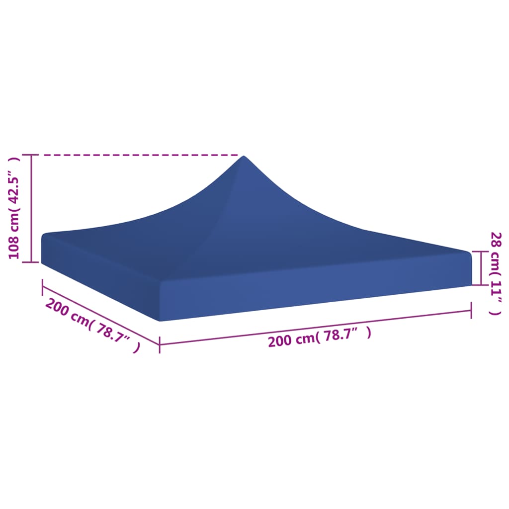 vidaXL Teto para tenda de festas 2x2 m 270 g/m² azul