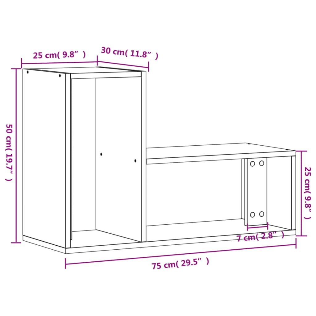 vidaXL Móveis de TV 2 pcs 75x30x50 cm derivados madeira cinza sonoma