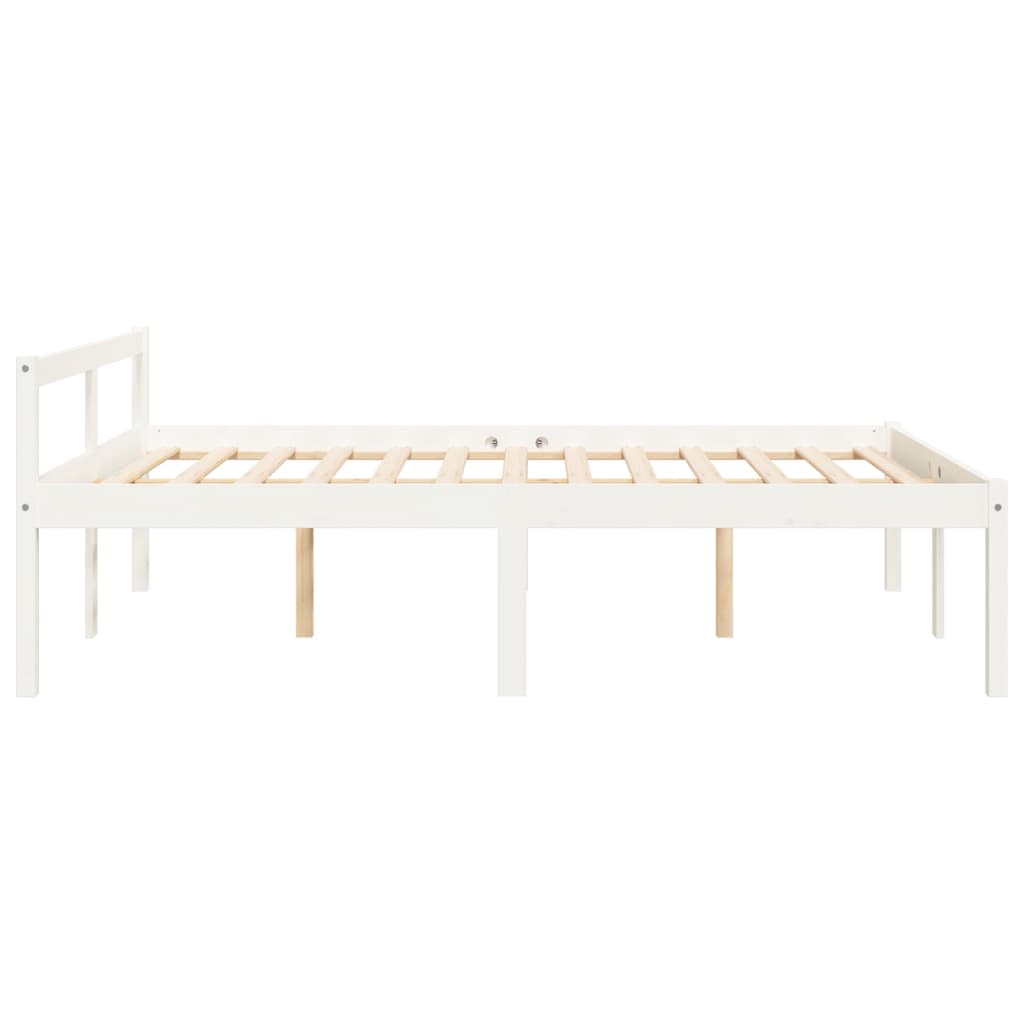 vidaXL Cama de casal pequena para idosos 120x190cm pinho maciço branco