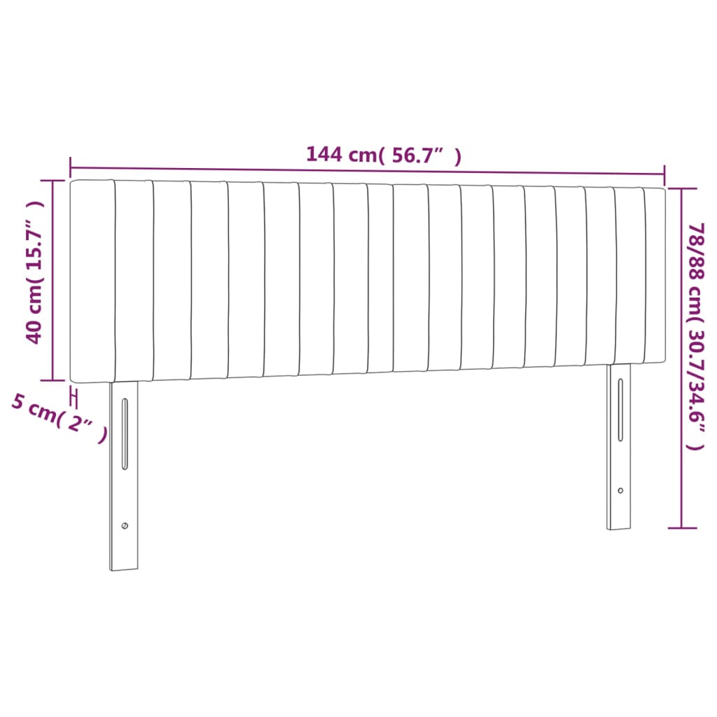 vidaXL Cabeceira de cama 2 pcs tecido 72x5x78/88 cm azul