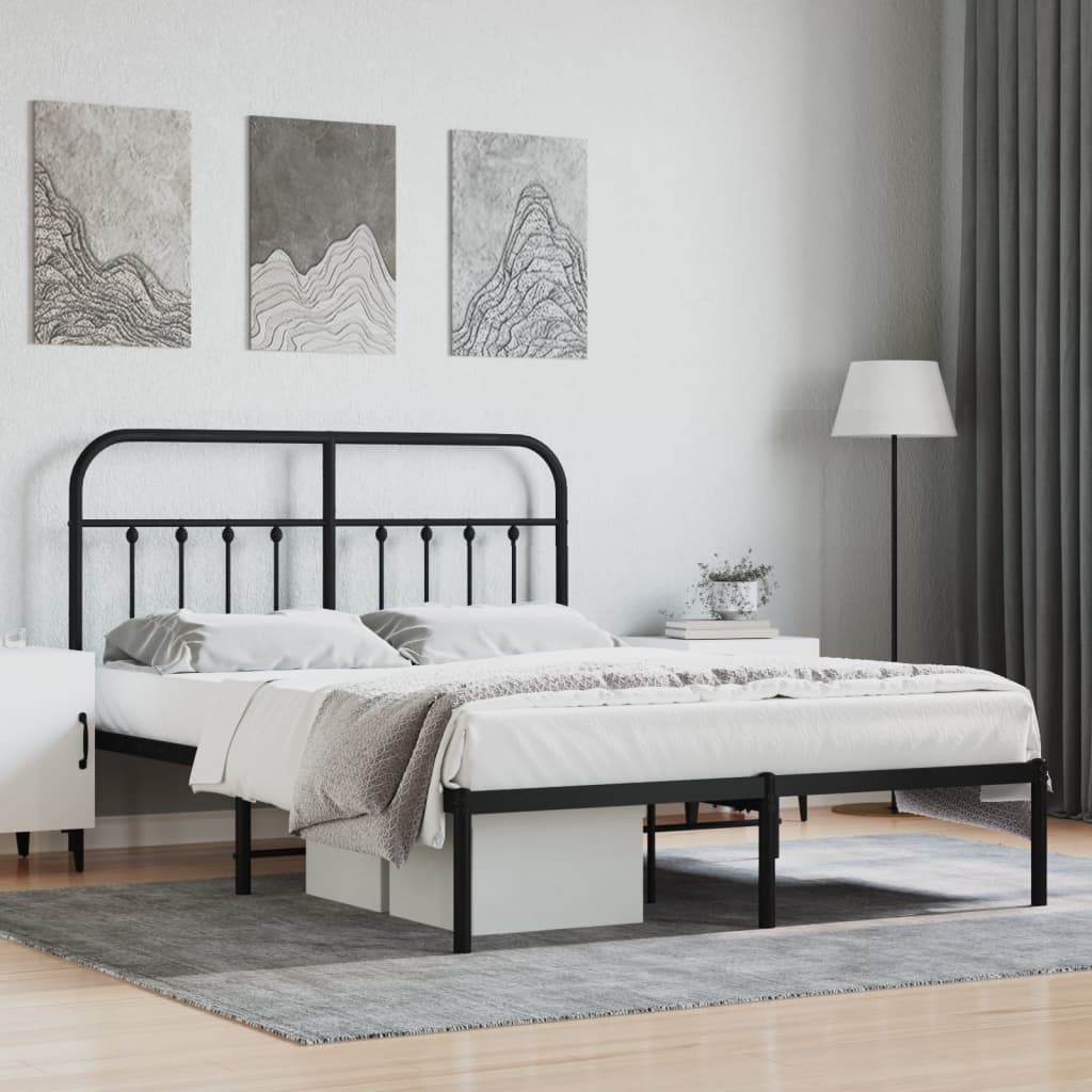 vidaXL Estrutura de cama com cabeceira 140x190 cm metal preto