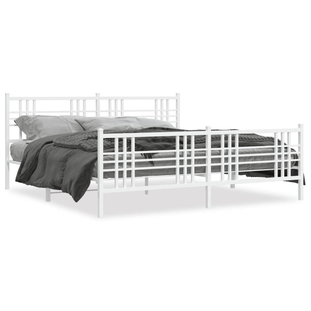 vidaXL Estrutura de cama com cabeceira e pés 193x203 cm metal branco