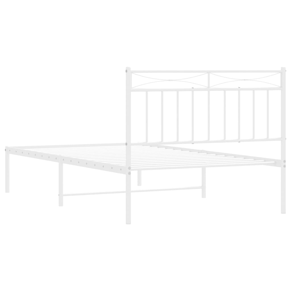 vidaXL Estrutura de cama em metal com cabeceira 107x203 cm branco