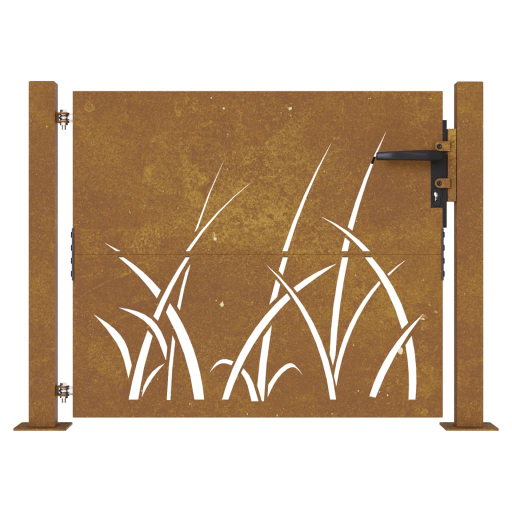 vidaXL Portão de jardim 105x105 cm aço corten design erva