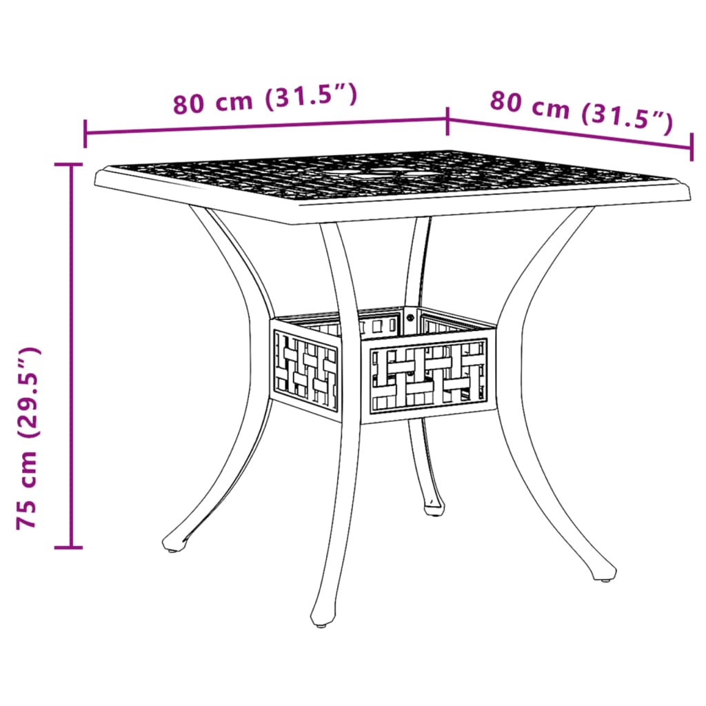 vidaXL Mesa de jardim 80x80x75 cm alumínio fundido branco