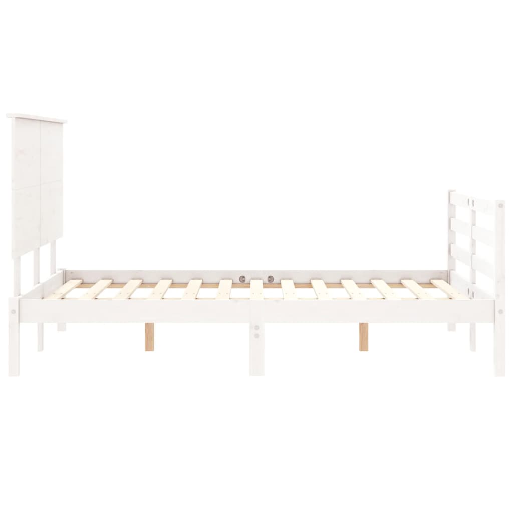 vidaXL Estrutura de cama com cabeceira 120x200cm madeira maciça branco