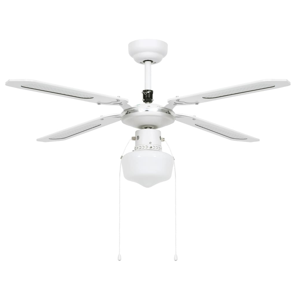 vidaXL Ventoinha de teto com luz 106 cm branco