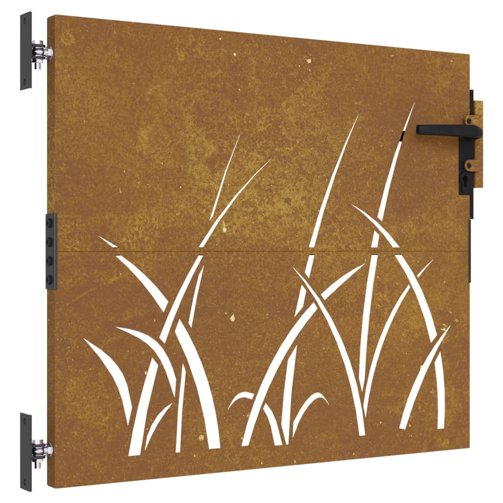 vidaXL Portão de jardim 85x100 cm aço corten design erva