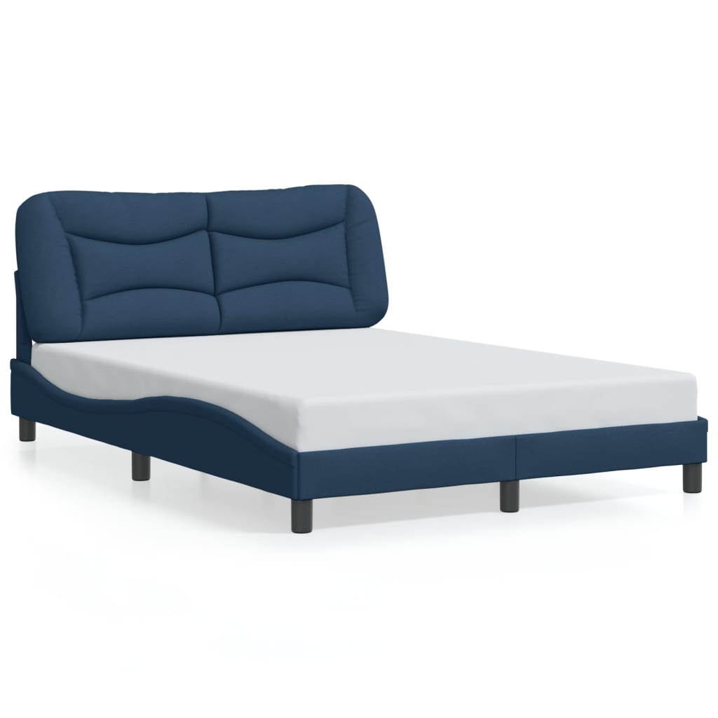 vidaXL Estrutura de cama c/ luzes LED 140x200 cm tecido azul