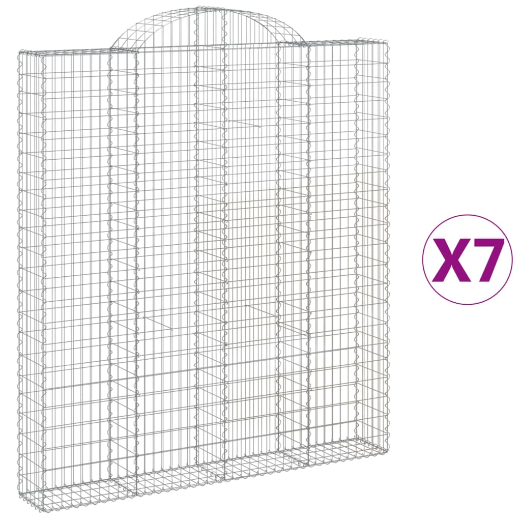 vidaXL Cestos gabião arqueados 7pcs 200x30x220/240cm ferro galvanizado