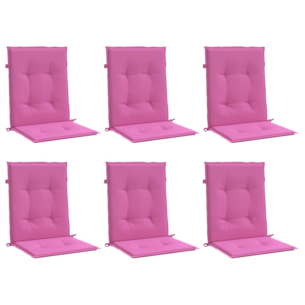 vidaXL Almofadões p/ cadeira de encosto baixo 6 pcs tecido rosa