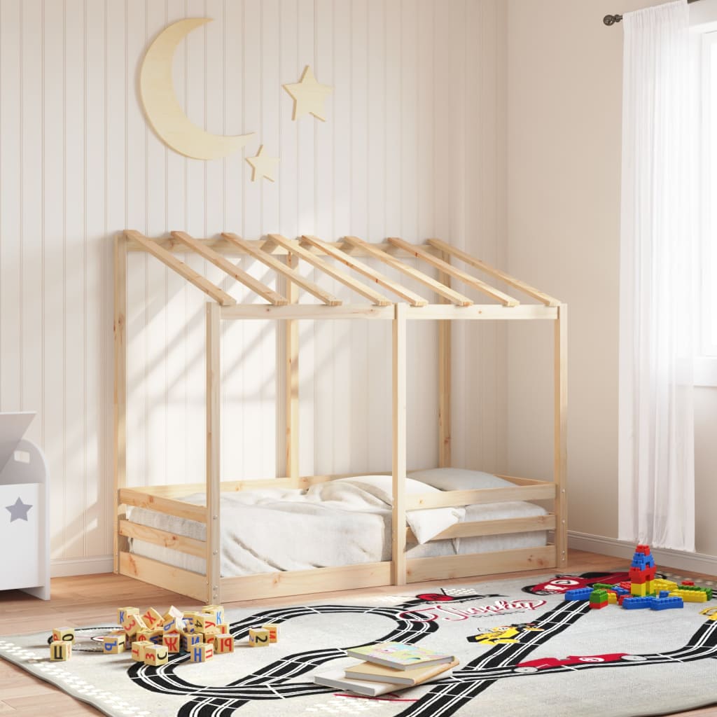 vidaXL Cama infantil com telhado 70x140 cm madeira de pinho maciça