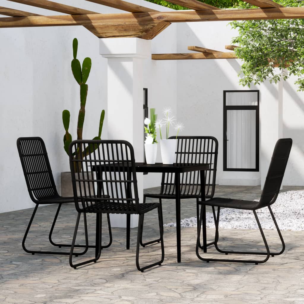 vidaXL 5 pcs Conjunto de jantar para jardim preto