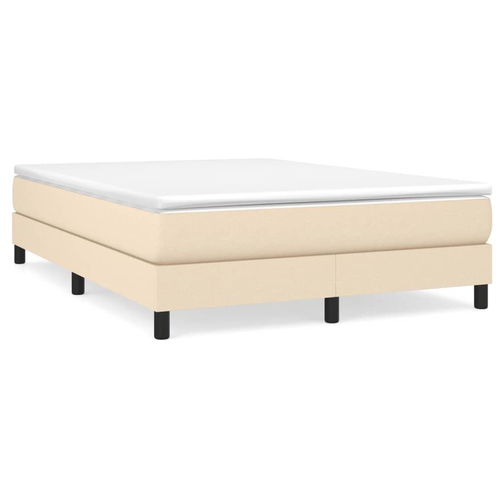 vidaXL Cama com molas/colchão 140x190 cm tecido cor creme