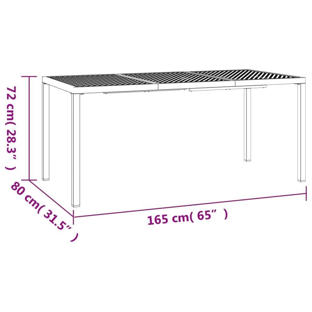 vidaXL Mesa de jardim 165x80x72 cm aço antracite