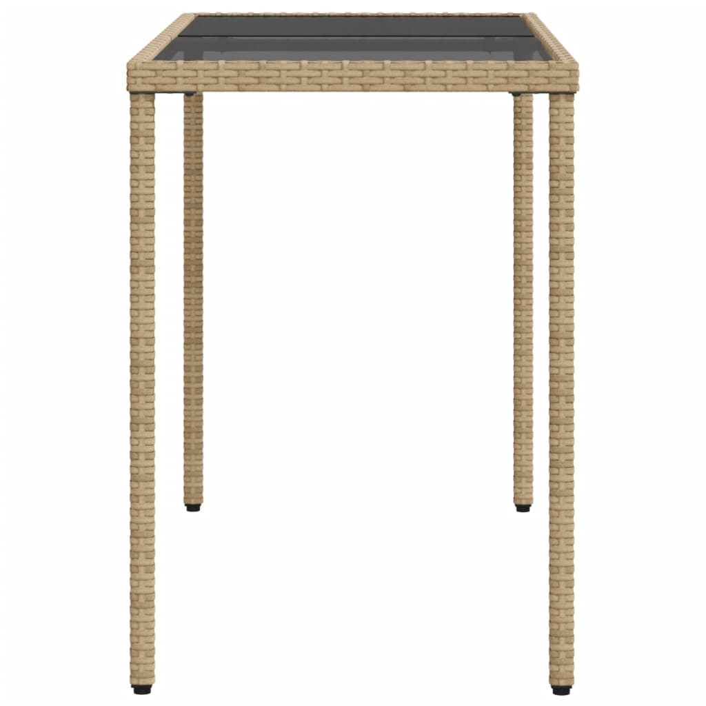 vidaXL Mesa de jardim com tampo de vidro 115x54x74 cm vime PE bege