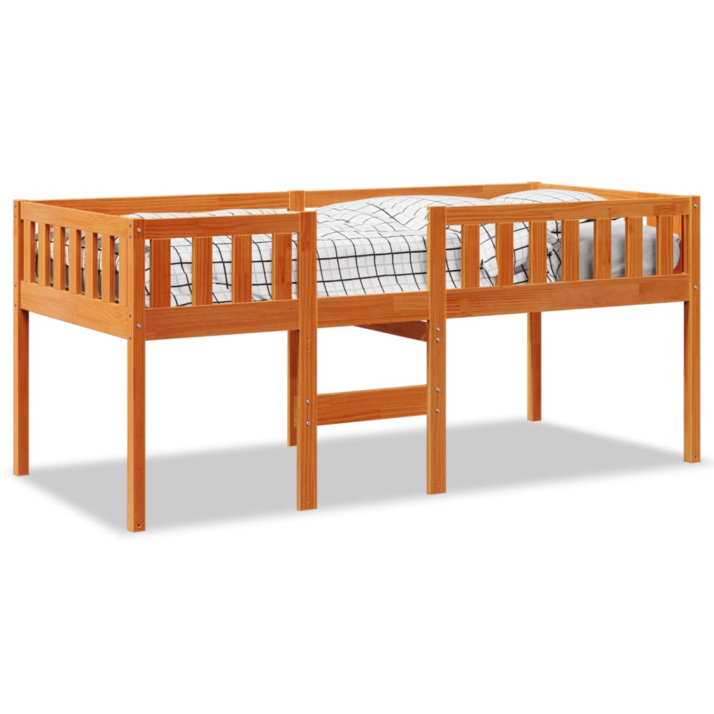 vidaXL Cama de criança sem colchão 75x190 cm pinho maciço castanho-mel