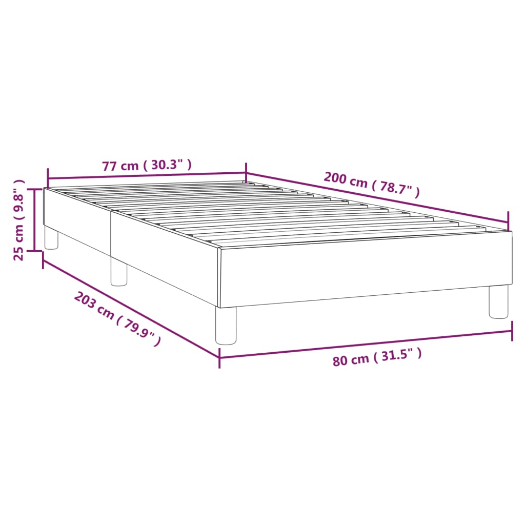 vidaXL Estrutura de cama em tecido castanho-escuro 80x200 cm