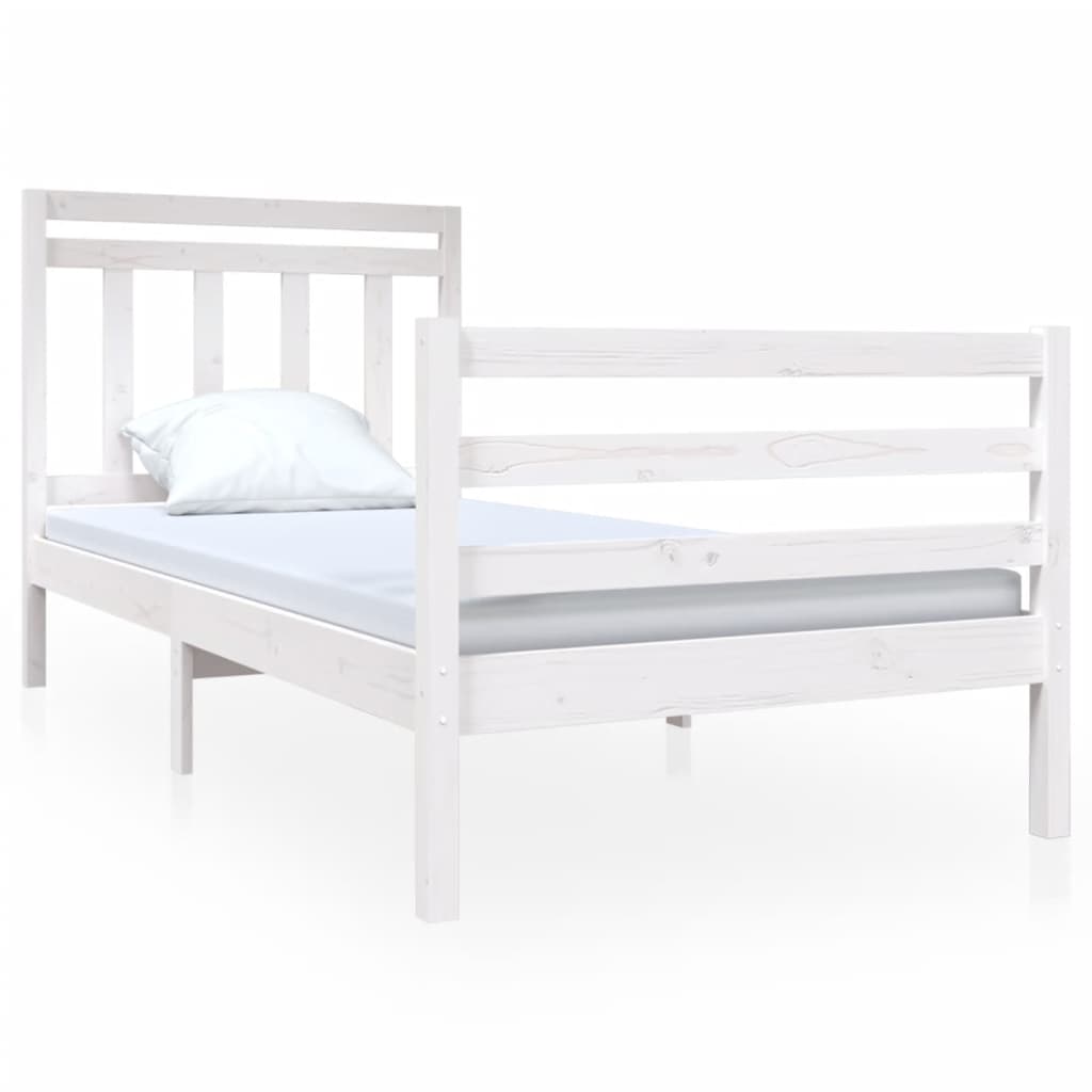 vidaXL Estrutura de cama solteiro 90x190 cm madeira maciça branco