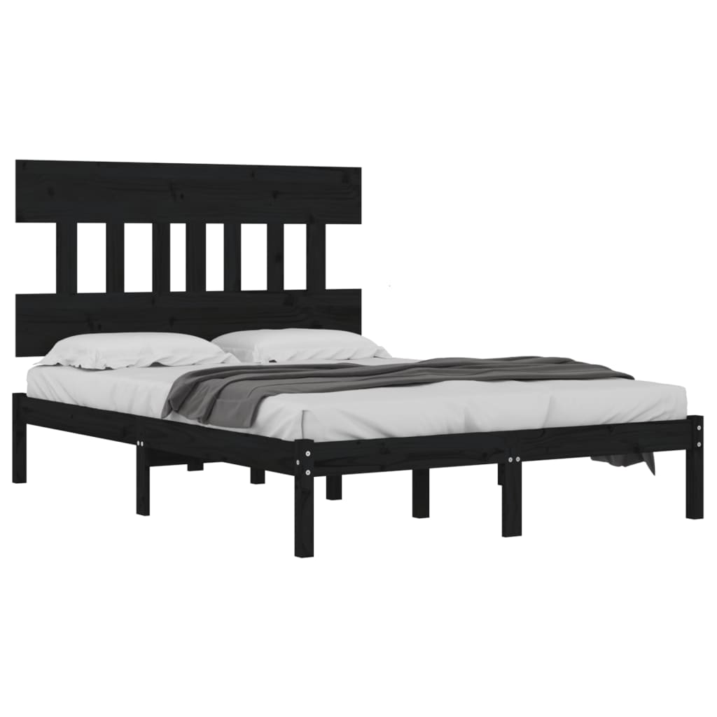 vidaXL Estrutura de cama super king 180x200 cm madeira maciça preto