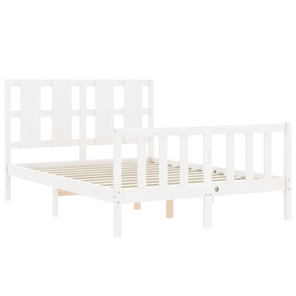 vidaXL Estrutura de cama com cabeceira 140x200cm madeira maciça branco