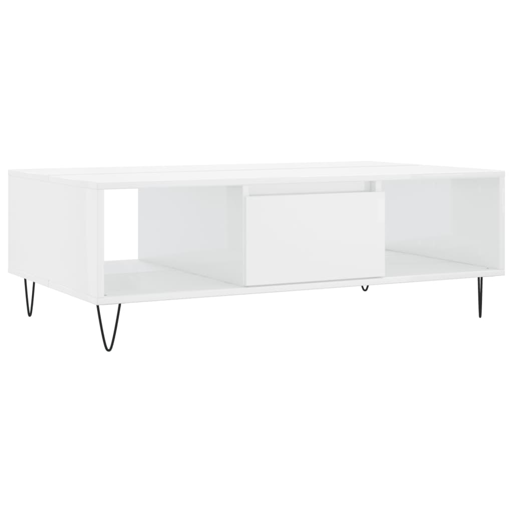 vidaXL Mesa de centro 104x60x35 cm derivados madeira branco brilhante