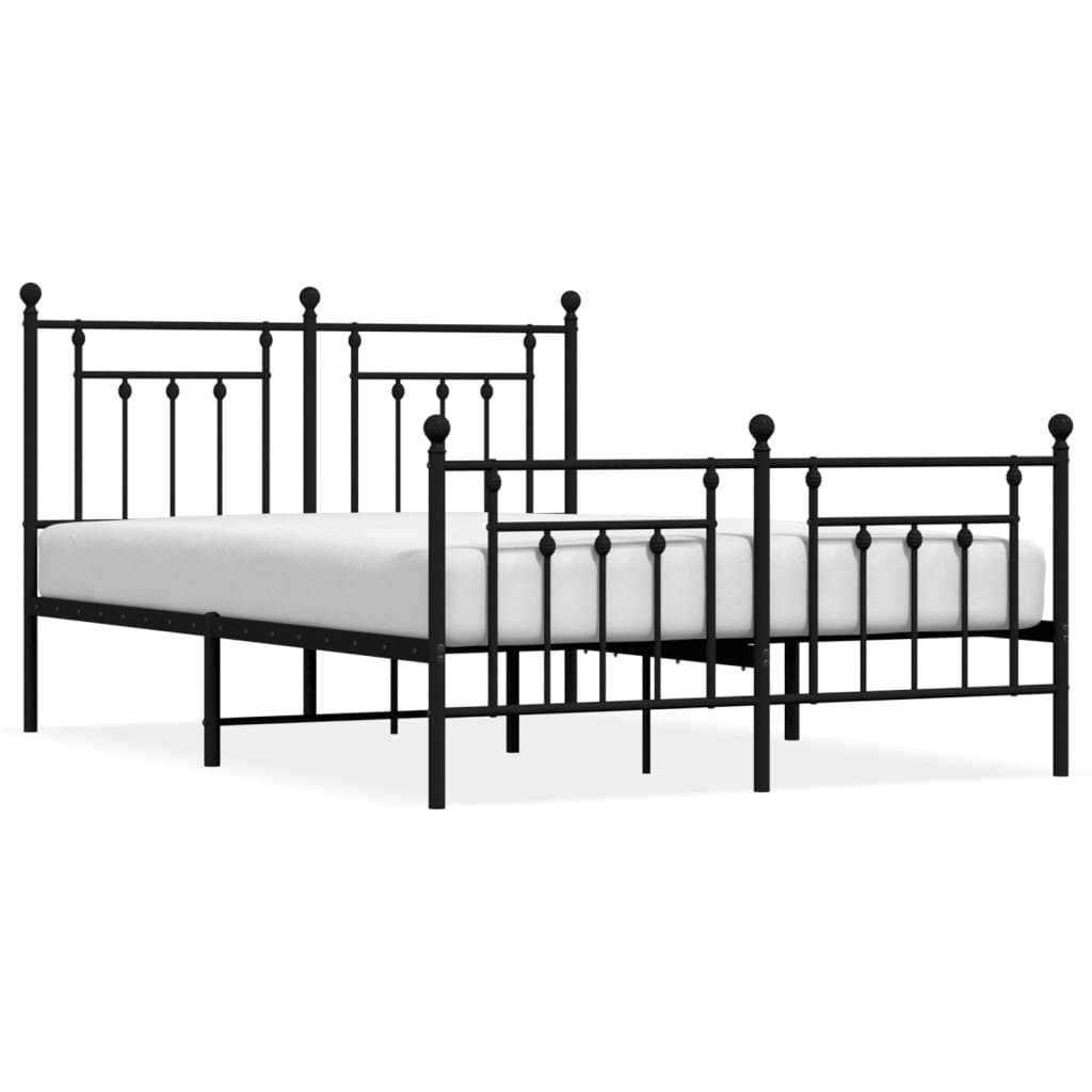 vidaXL Estrutura de cama com cabeceira e pés 140x190 cm metal preto