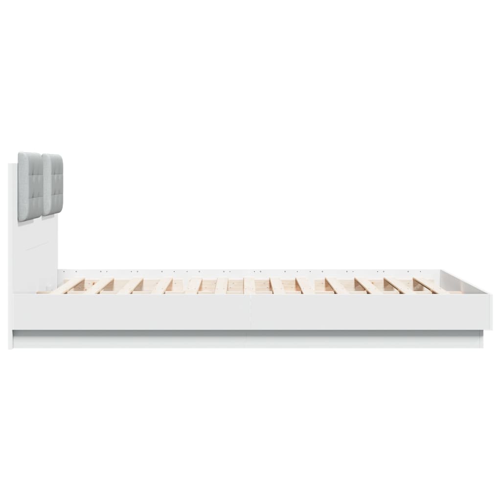 vidaXL Estrutura de cama c/ cabeceira e luzes LED 150x200 cm branco