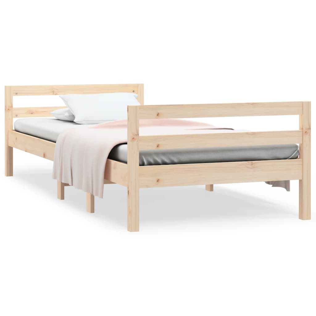 vidaXL Cama sem colchão 75x190 cm madeira de pinho maciça