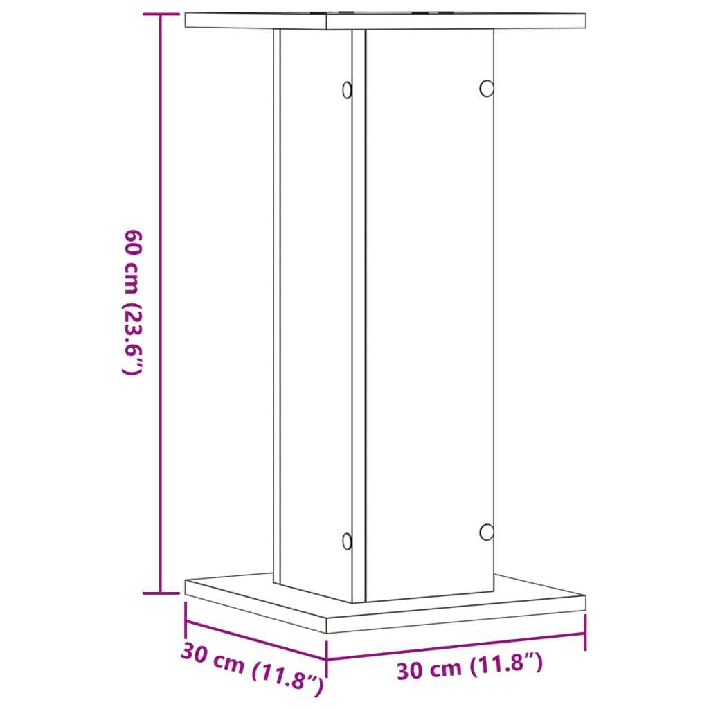 vidaXL Suportes de colunas 2 pcs 30x30x60 cm derivados madeira preto