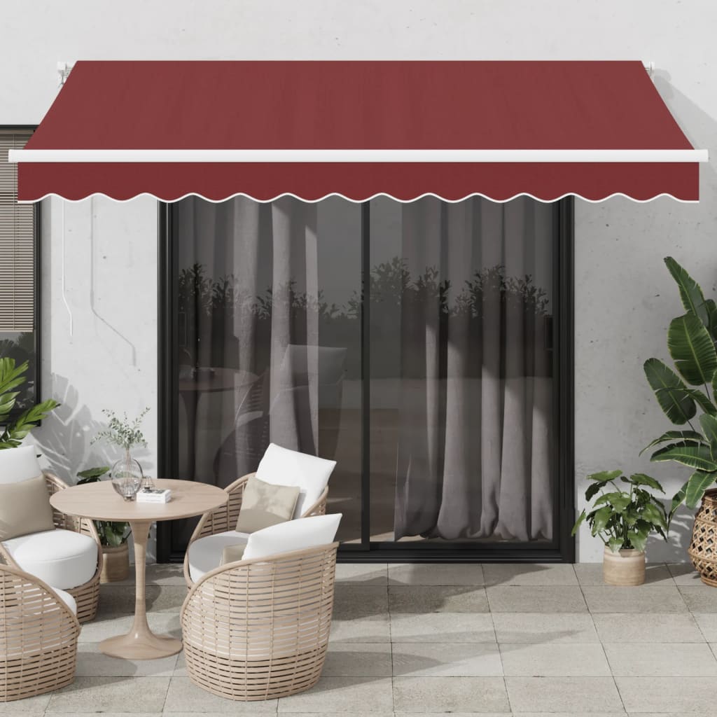 vidaXL Toldo retrátil automático com luz LED 350x250 cm bordô