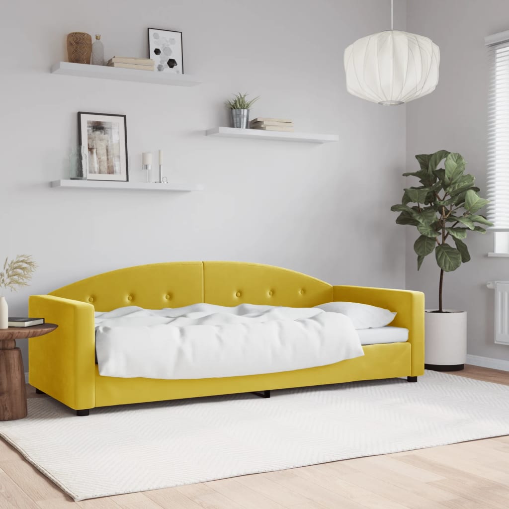 vidaXL Sofá-cama 80x200 cm veludo amarelo