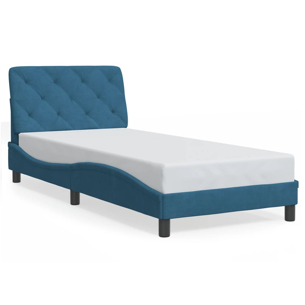 vidaXL Estrutura de cama c/ luzes LED 90x190 cm veludo azul